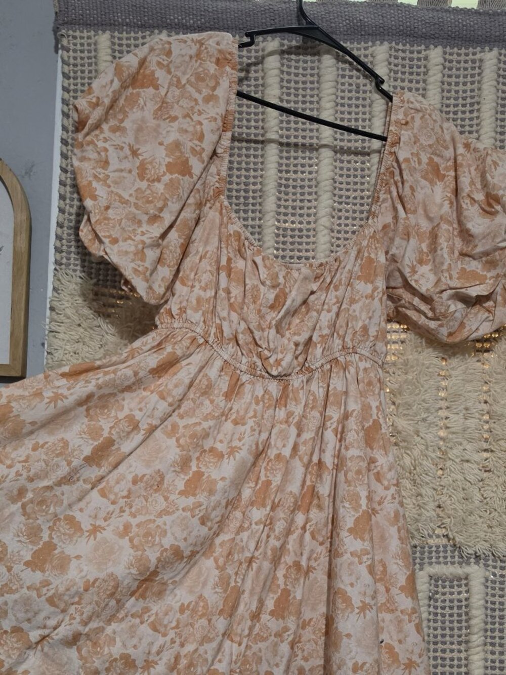 MABLE orange/peach floral babydoll dress M